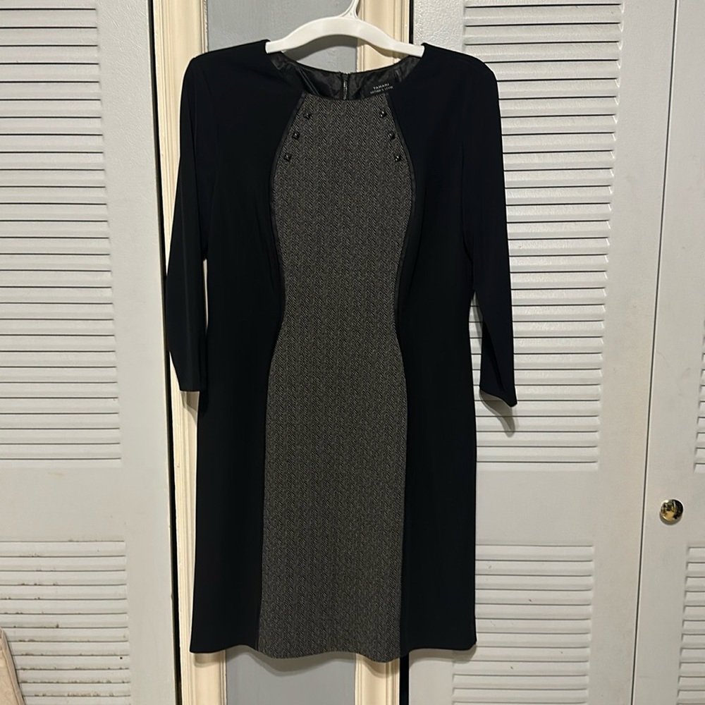Tahari ASL Black Long Sleeve Dress Size 8